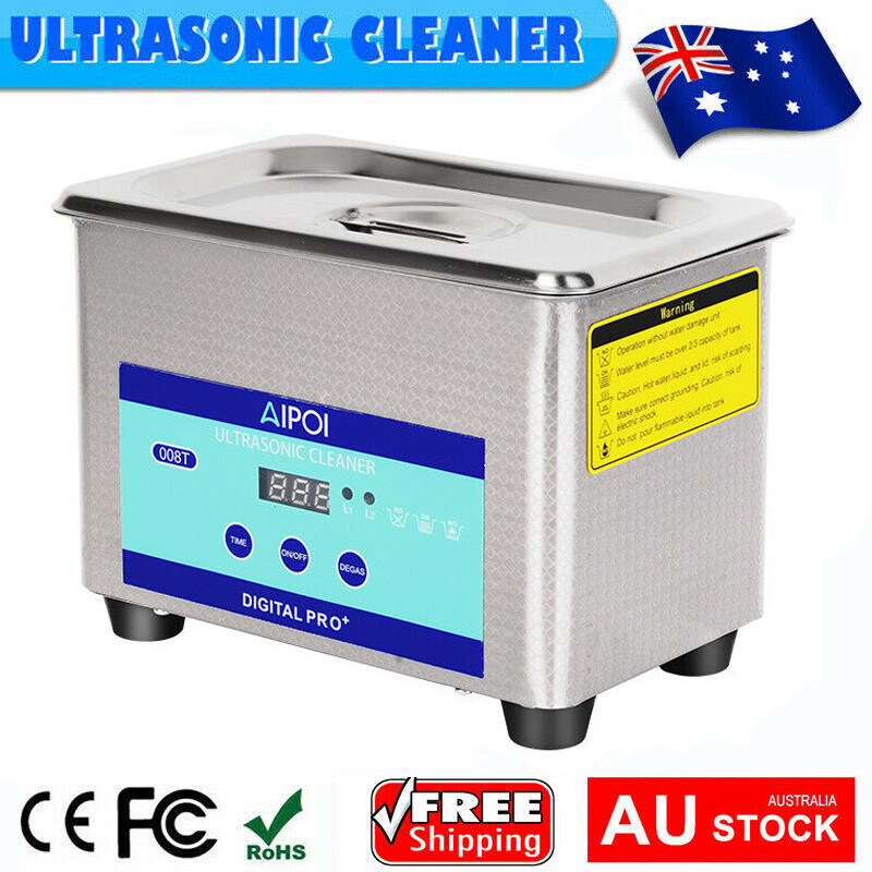 Stainless Steel Ultrasonic Cleaner Sonic Wave Tank Glasses Jewelry Bath Cleaner