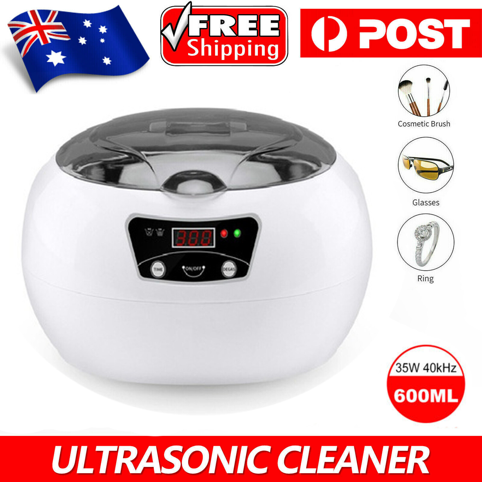 600ml Digital Ultrasonic Cleaner Ultra Sonic Bath Jewellery Watch Cleaning AU