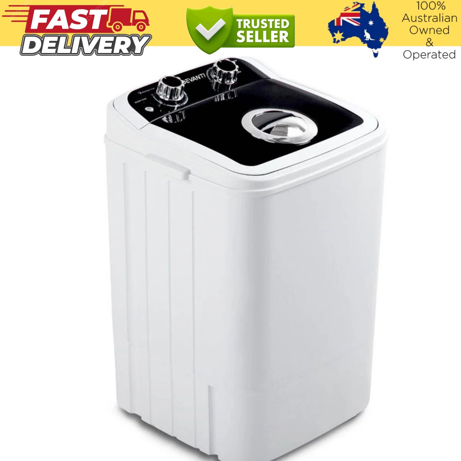 Devanti 4.6KG Portable Washing Machine Compact Mini Washer Black Laundry