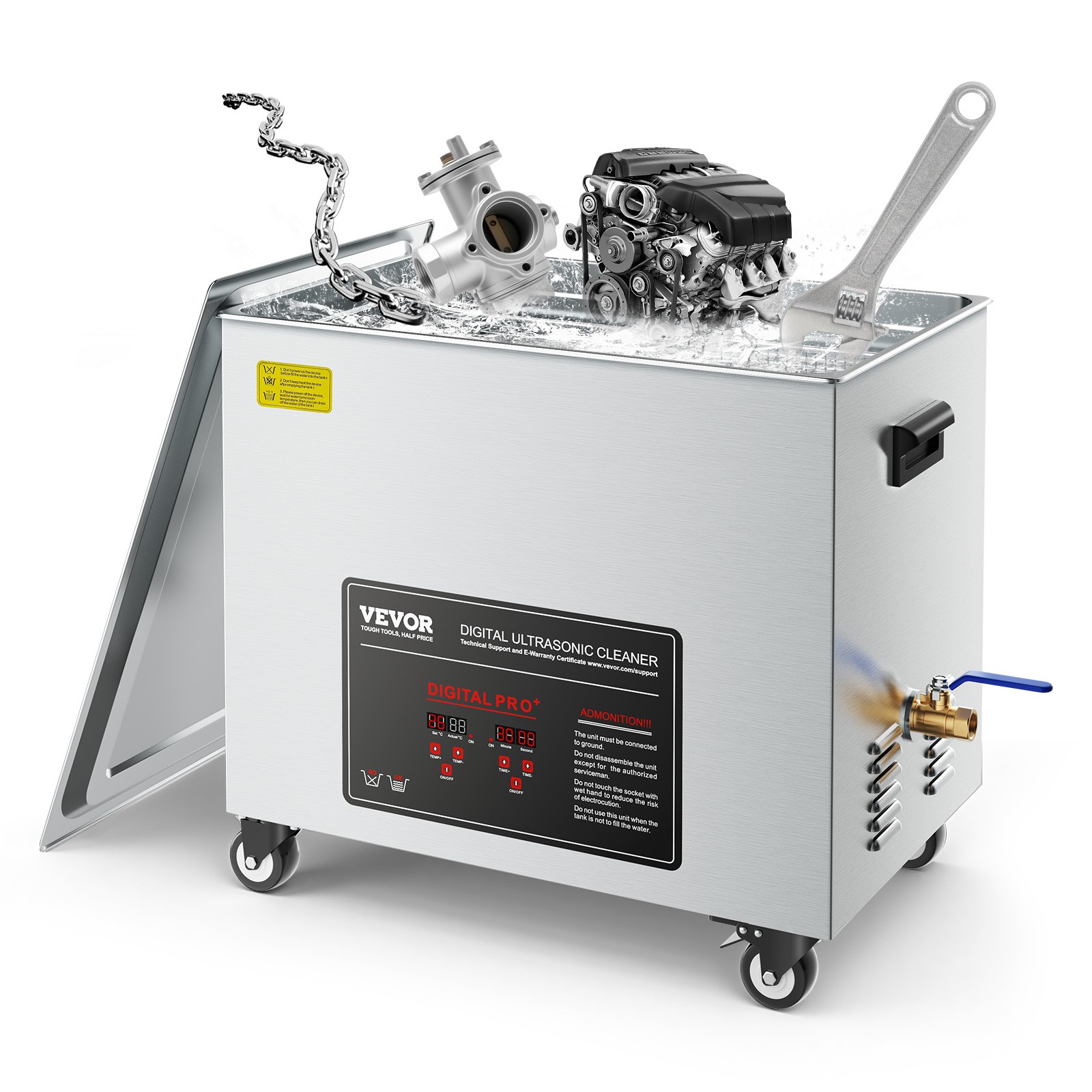 VEVOR 50L Ultrasonic Cleaner Machine with Cleaning Basket & Digital Display 840W