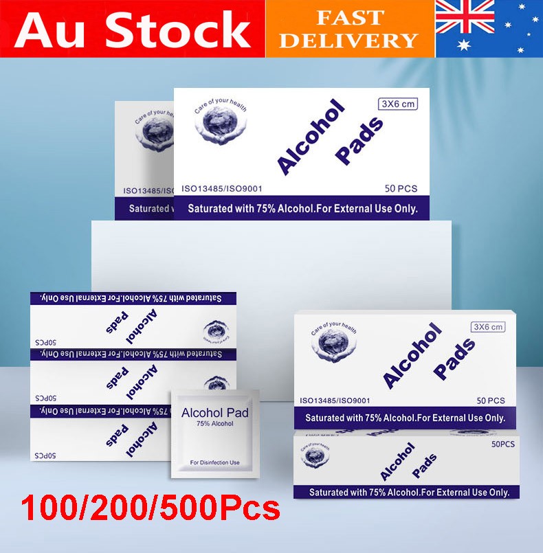 100-500x Alcohol Prep Pads Swab Wipes 75% Ethyl Cleaning Sterile General USE AU