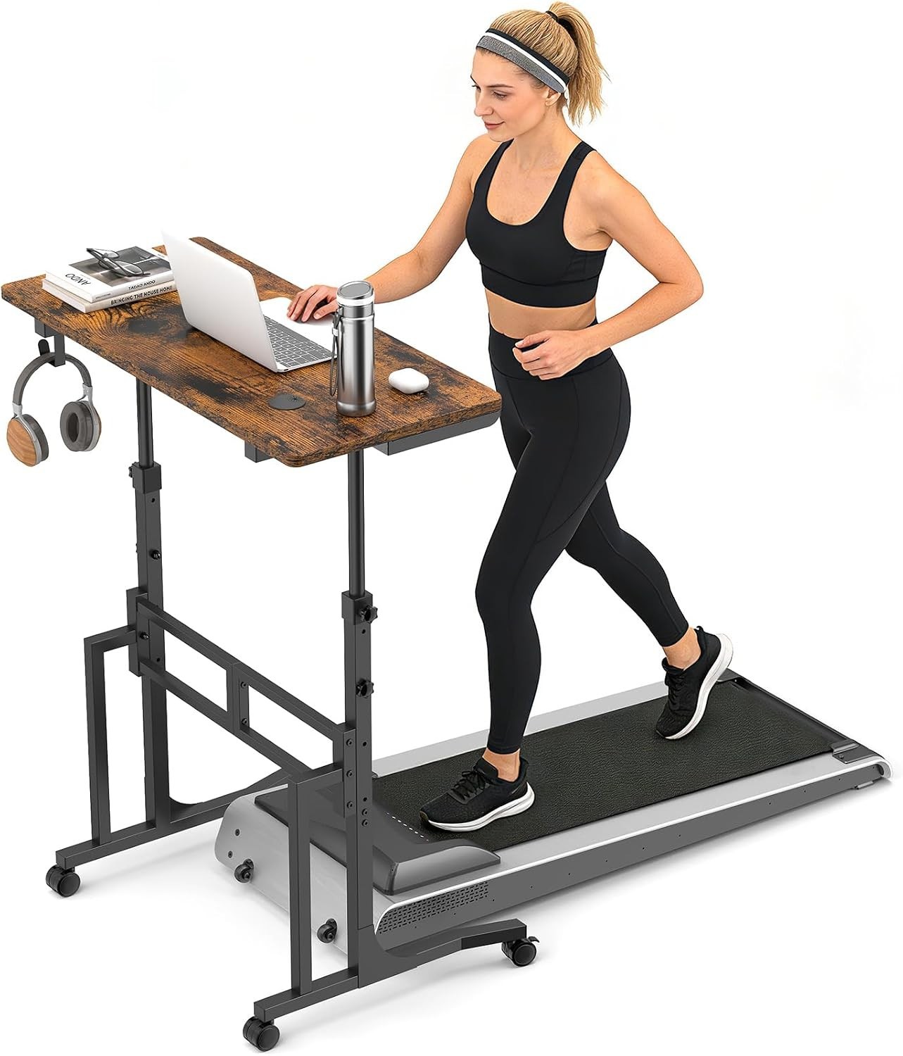 Height Adjustable Standing Desk with Wheels, Mobile Sit Stand Desk Adjustable 86