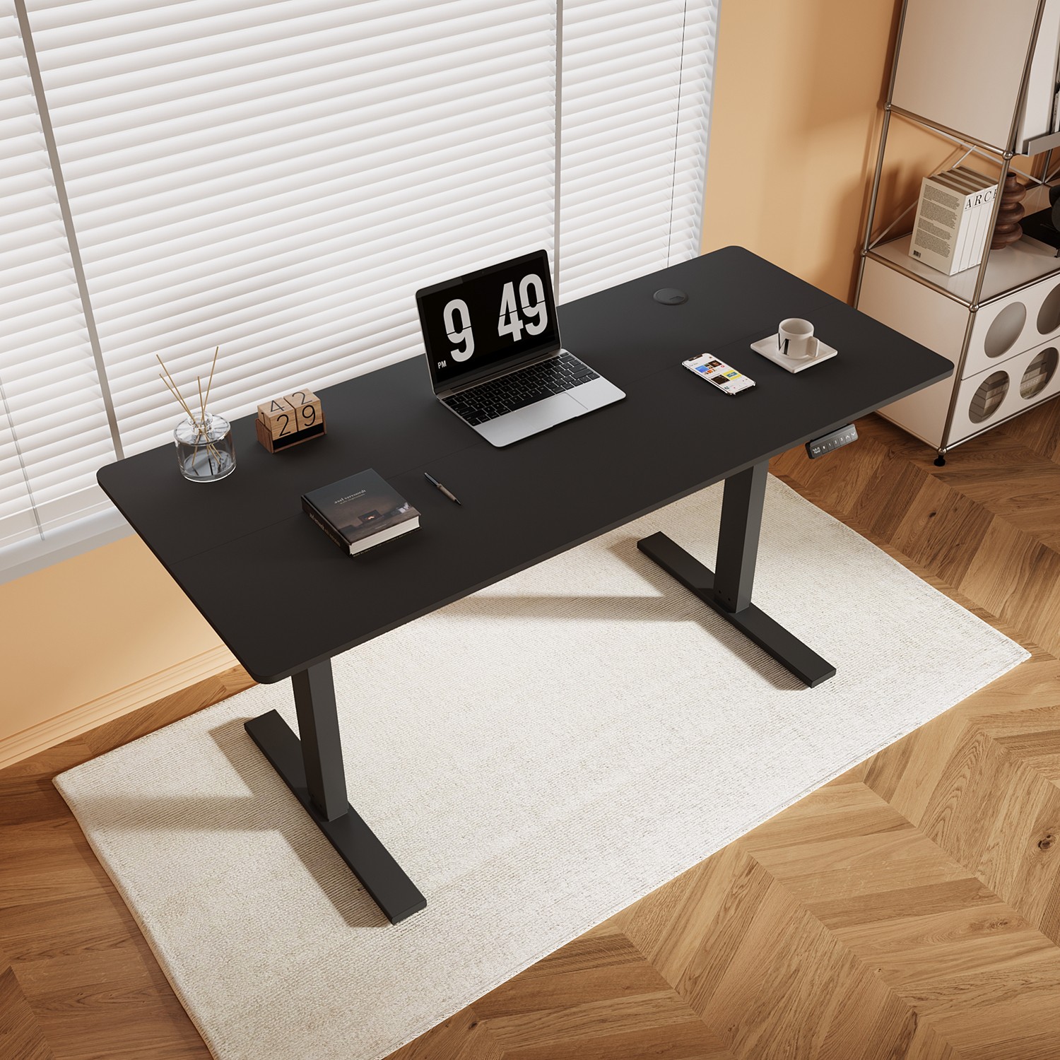 Electric Standing Desk Single Motor Height Adjustable Sit Stand Table 100-160cm