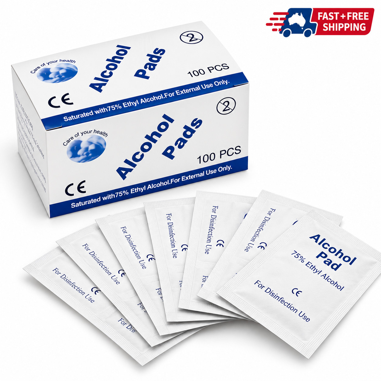 Alcohol Swabs 100PCS 75% Ethyl Prep Pads Cleaning Wipes General Use
