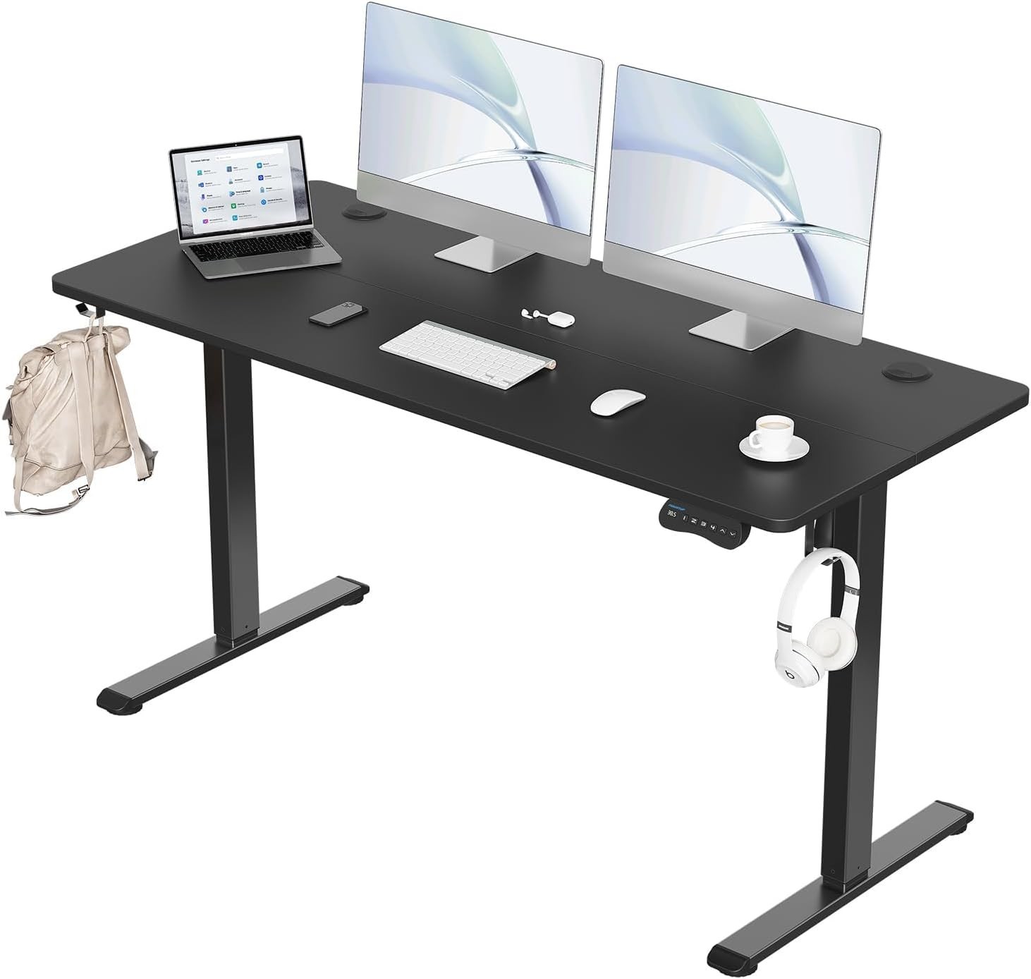 MOUNTUP Electric Standing Desk 140x60cm Height Adjustable, Sit Stand Desk with M