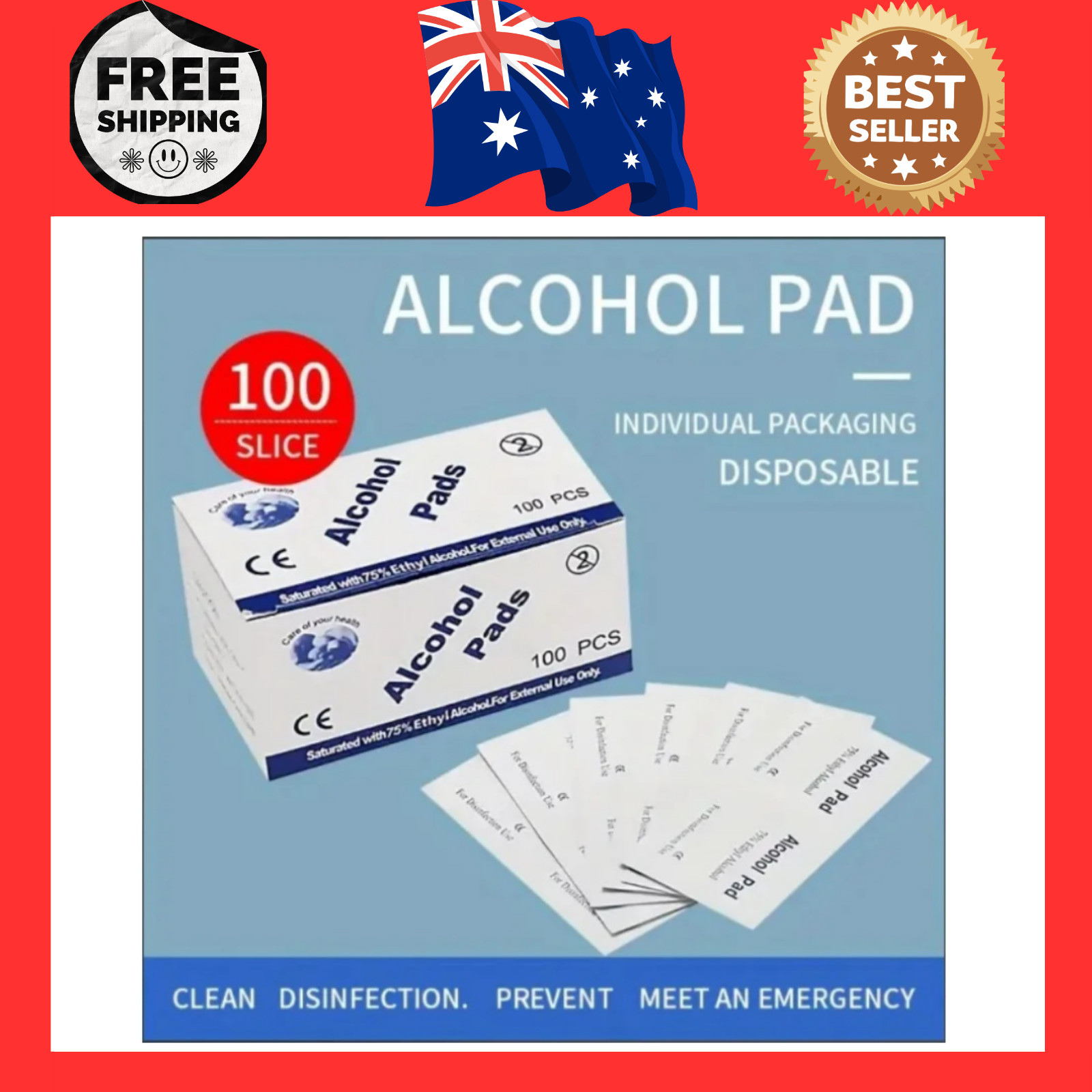 Bulk Pack Alcohol Prep Pads Swab Wipes 75% Ethyl Sterile Cleaning General Use AU