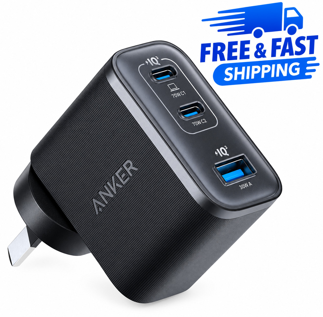 Anker Nano Charger, 70W Max 3-Port USB C Charger, Ultra-Fast Charging