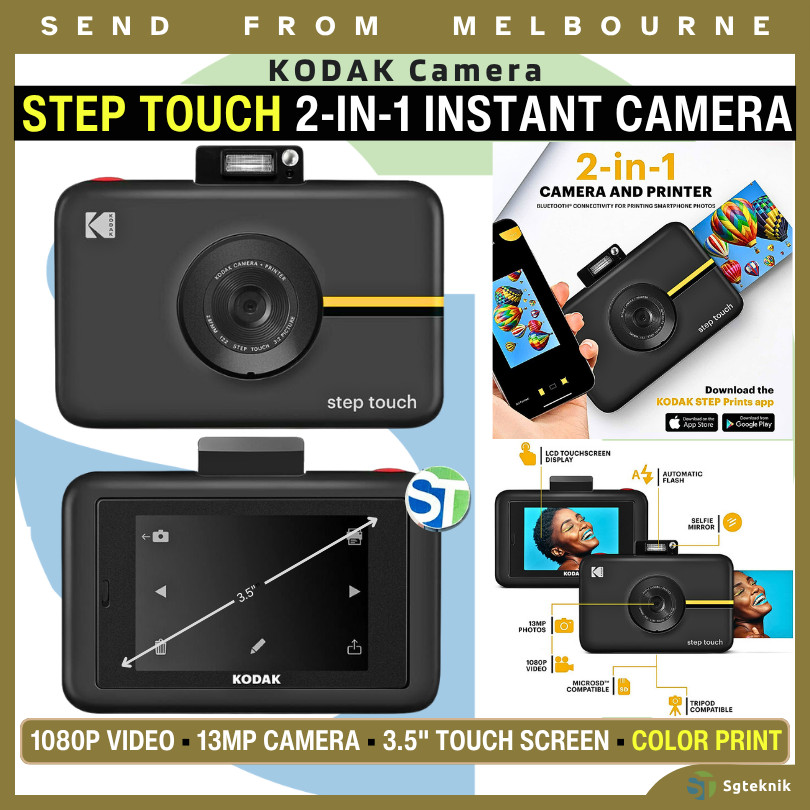 NEW Kodak Step Touch Instant Print Digital Camera 3.5-in Screen 13MP Black ZINK