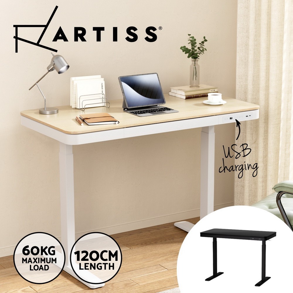Artiss Electric Standing Desk Dual Motor Sit Stand Desks Table w/Drawer 120CM