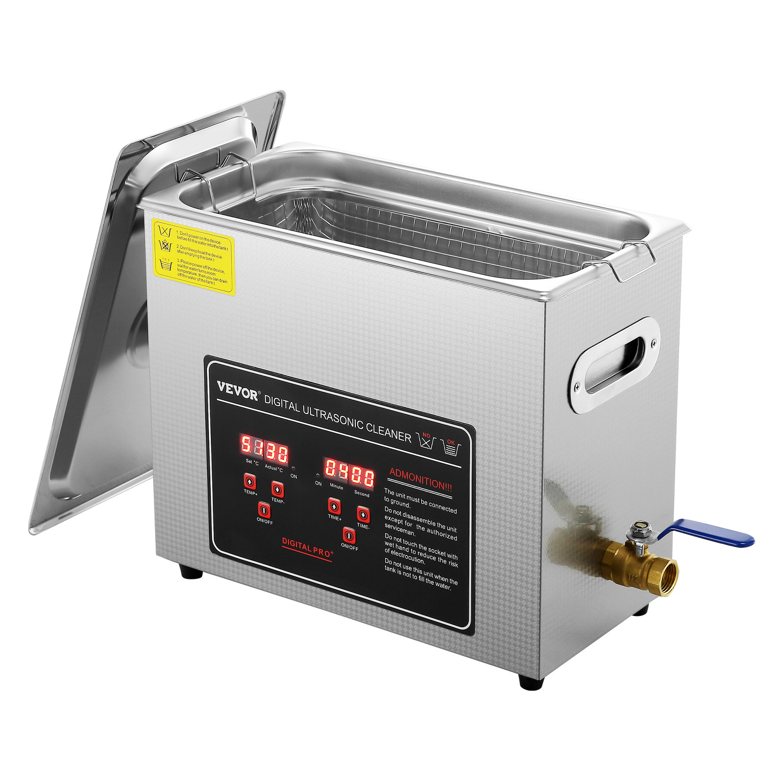VEVOR 6L Ultrasonic Cleaner with Timer Heating Machine Digital Sonic Cleaner