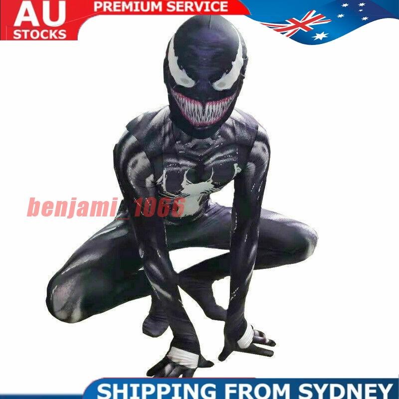 Kids Venom Costume Jumpsuit Boys Spiderman Superhero Cosplay Party Book Week AU