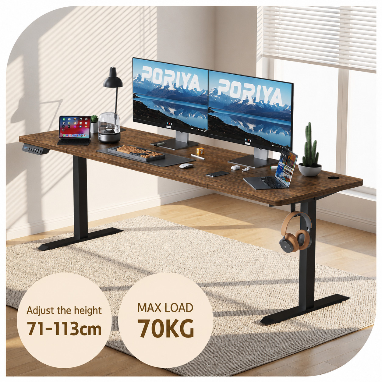 1.7M Electric Standing Desk Height Adjustable Home Office Computer Working Desk