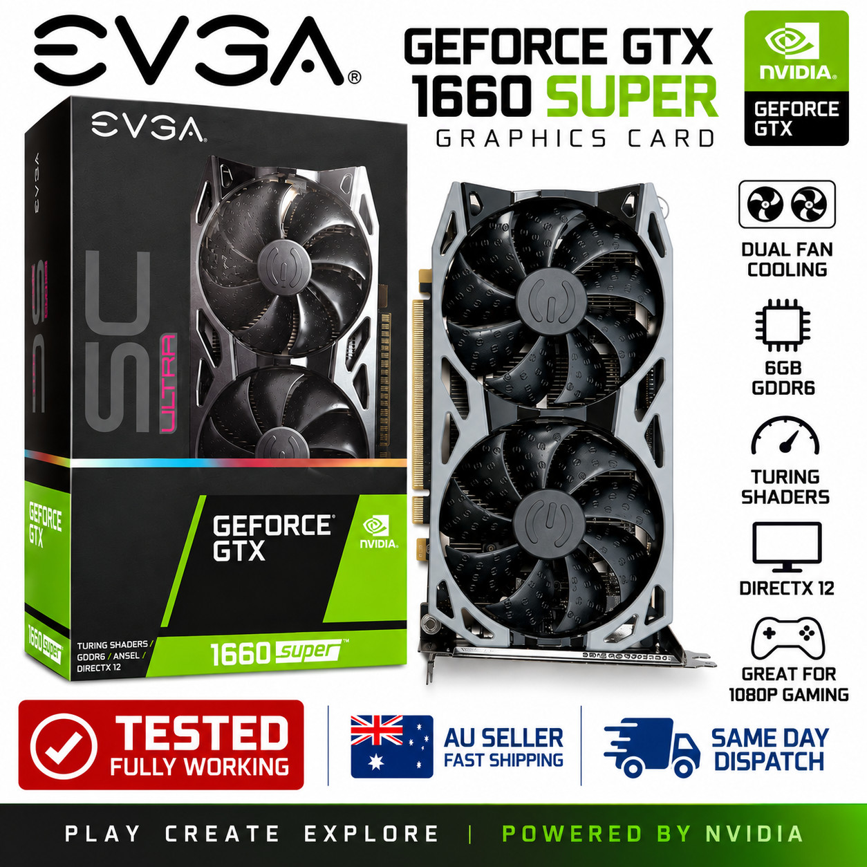 EVGA GeForce GTX 1660 SUPER 6GB GDDR6 Graphics Card GPU Tested Working