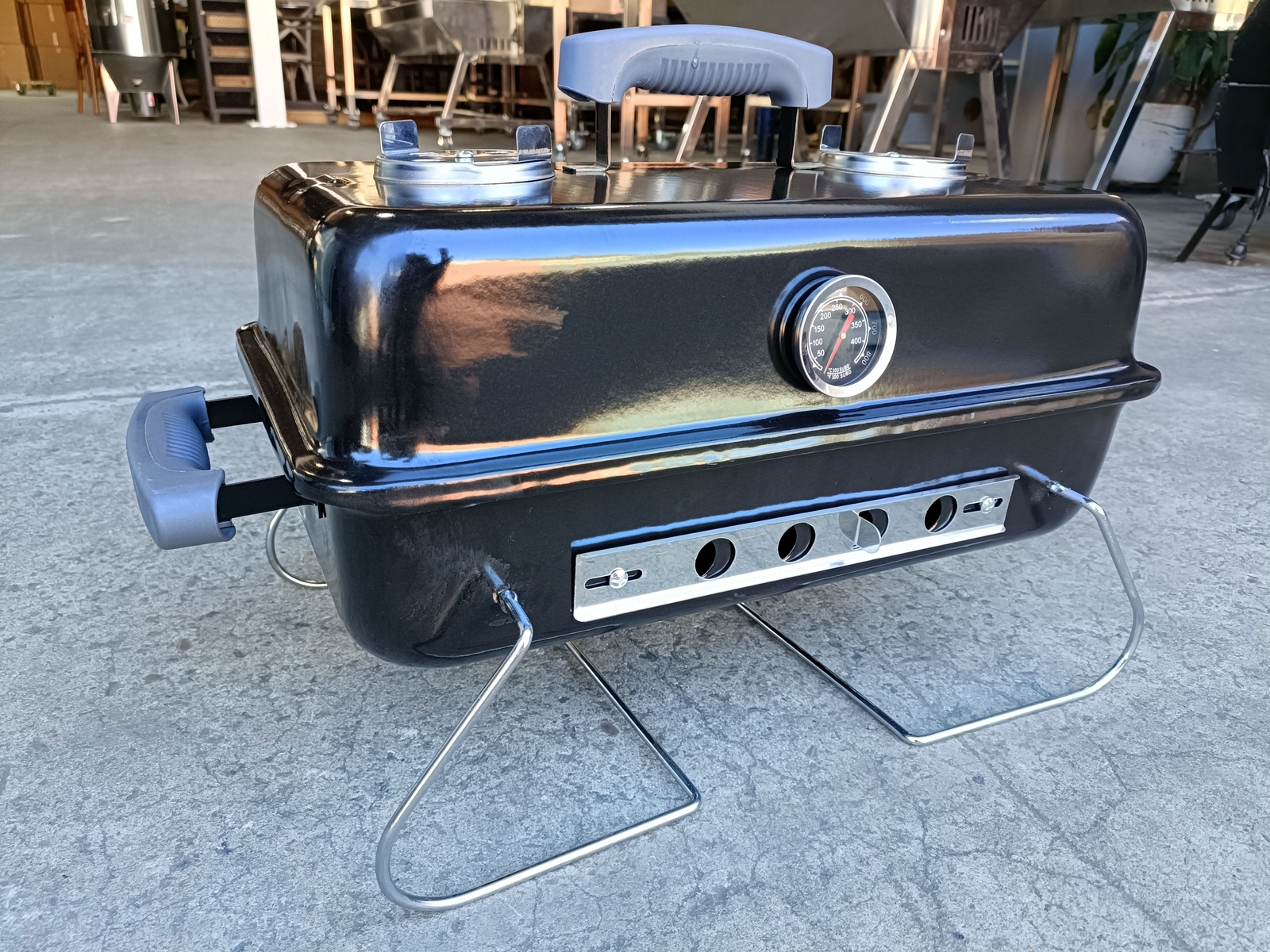 NEW PORTABLE GO ANYWHERE CHARCOAL BBQ SMOKER with HOOD - STAINLESS STEEL GRILL