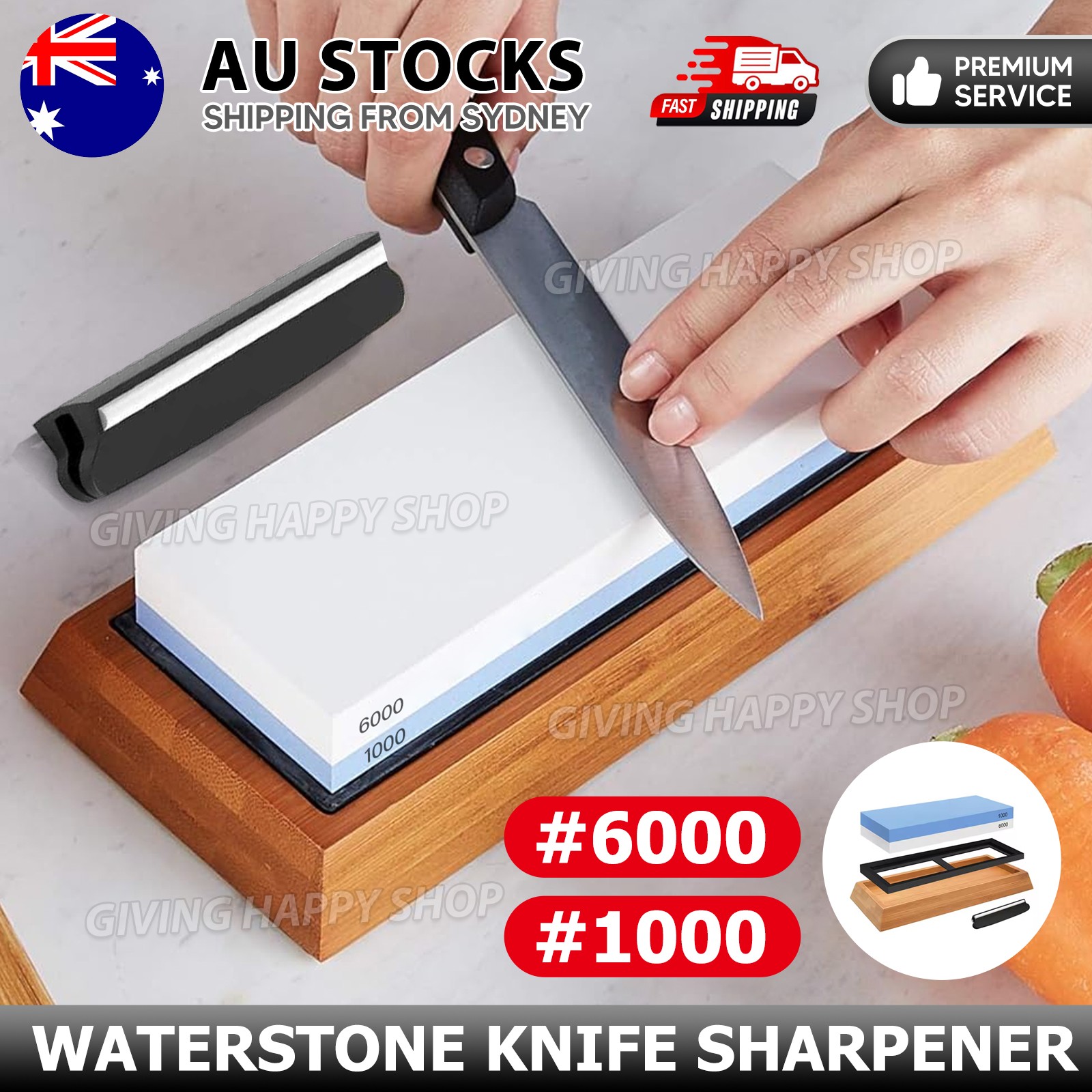 1000/6000 Grit Dual Whetstone Knife Sharpening Stone Water Wet Stone Sharpener