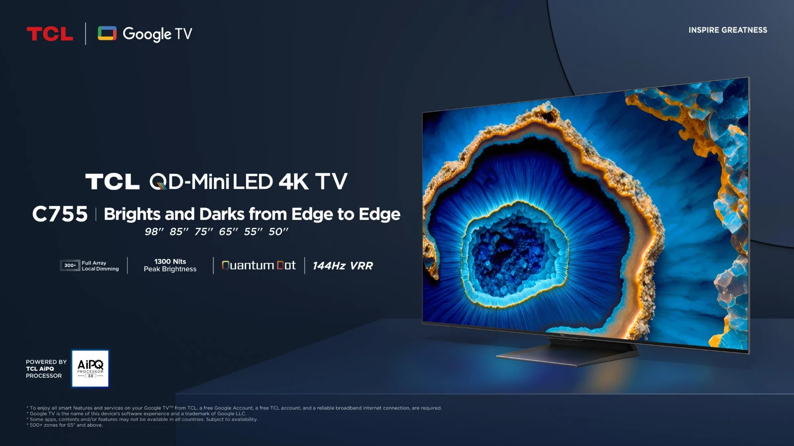 BRAND NEW TCL 55C755 55” Premium Mini LED QLED 4K Google TV SMART ANDROID 55INCH