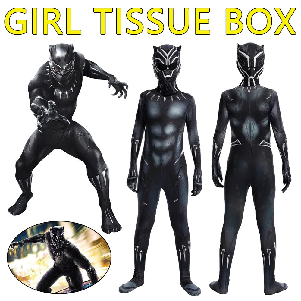 Boys Kids Black Panther Halloween Party Cosplay Costume Jumpsuit Fancy Dress New