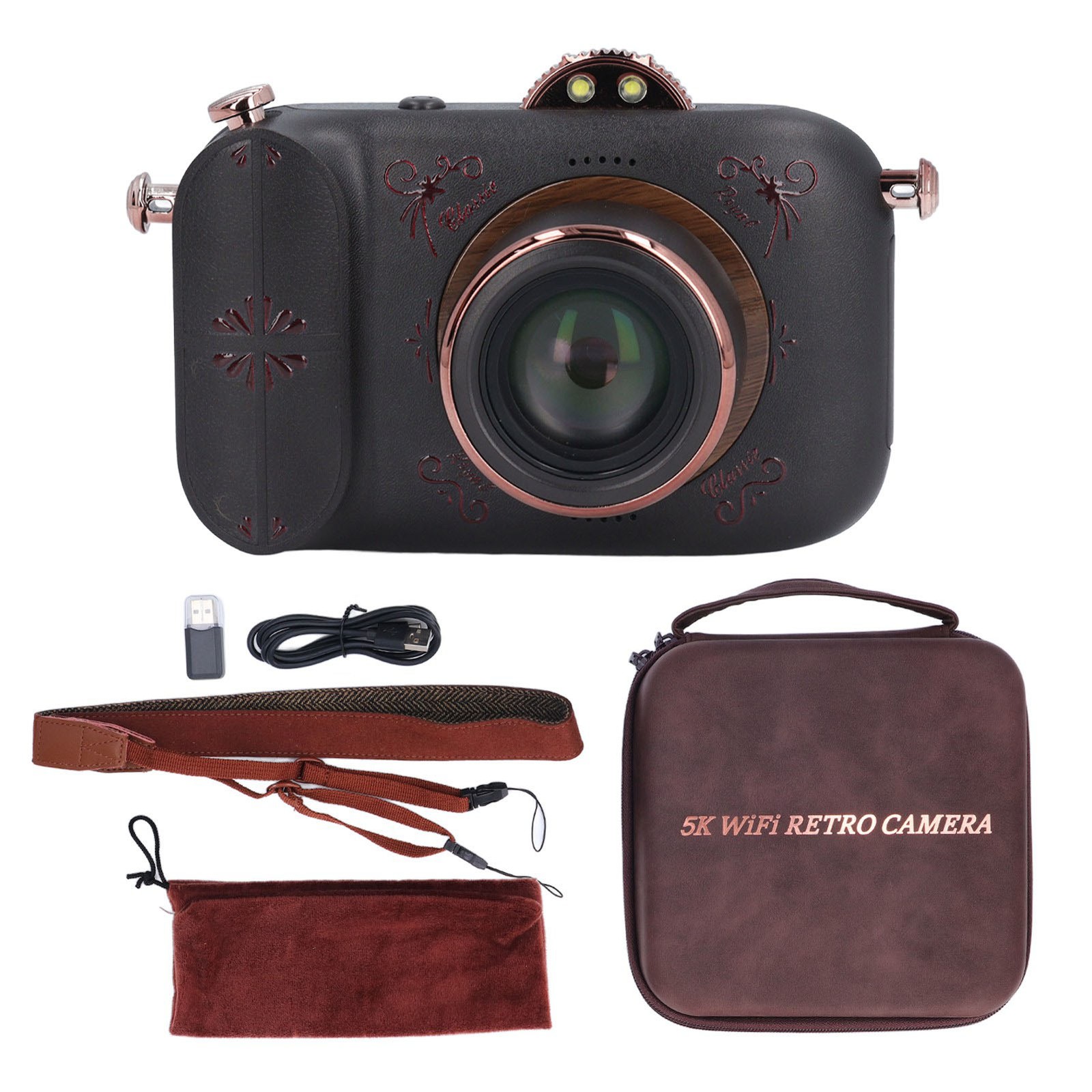 Digital Camera Vintage 96MP 5K 50x Zoom WiFi Anti Shake 3.5 Inch IPS HD Sc-ZVN