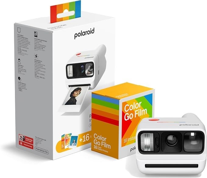 Go Generation 3 Bundle - Mini Instant Film Camera + 16 Color Photos - White (666