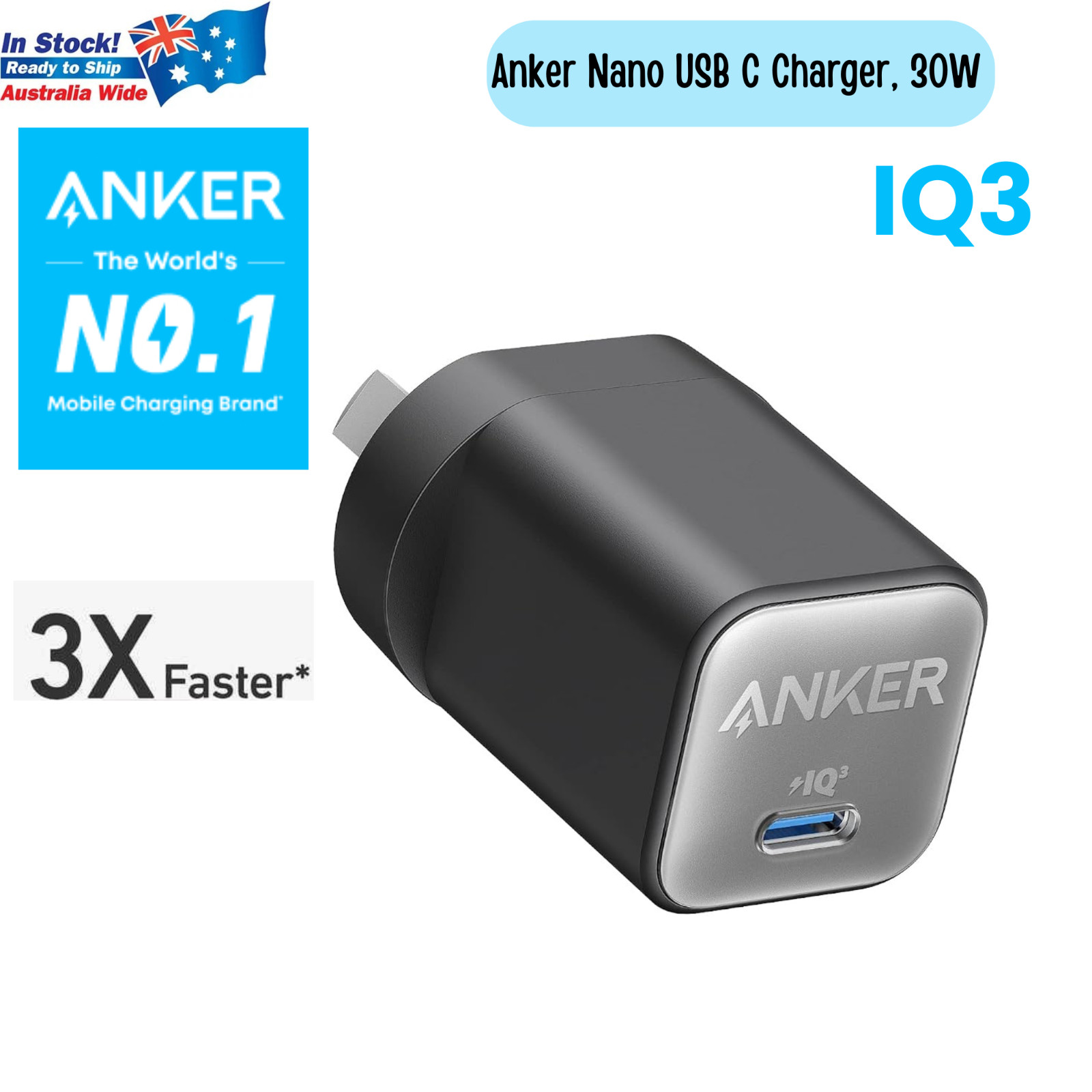 Anker Nano USB C Charger, USB C GaN Charger 30W, PIQ 3.0 PPS Fast Charger for iP