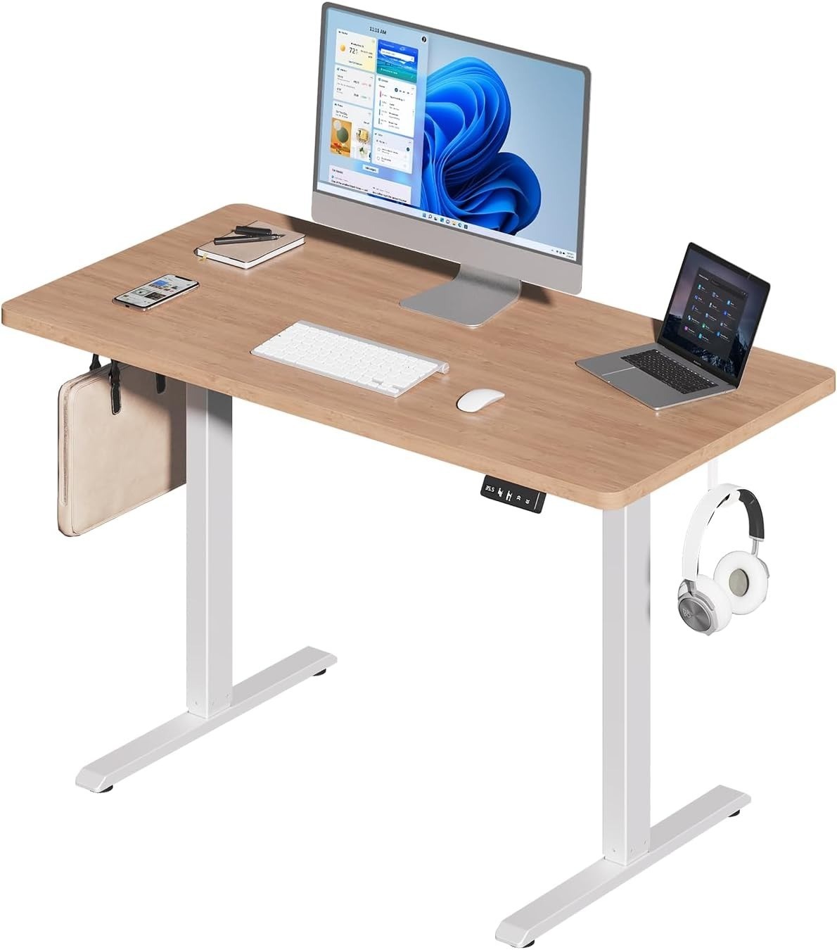 Electric Standing Desk 100x60cm Height Adjustable, Sit Stand Desk with Memory Co